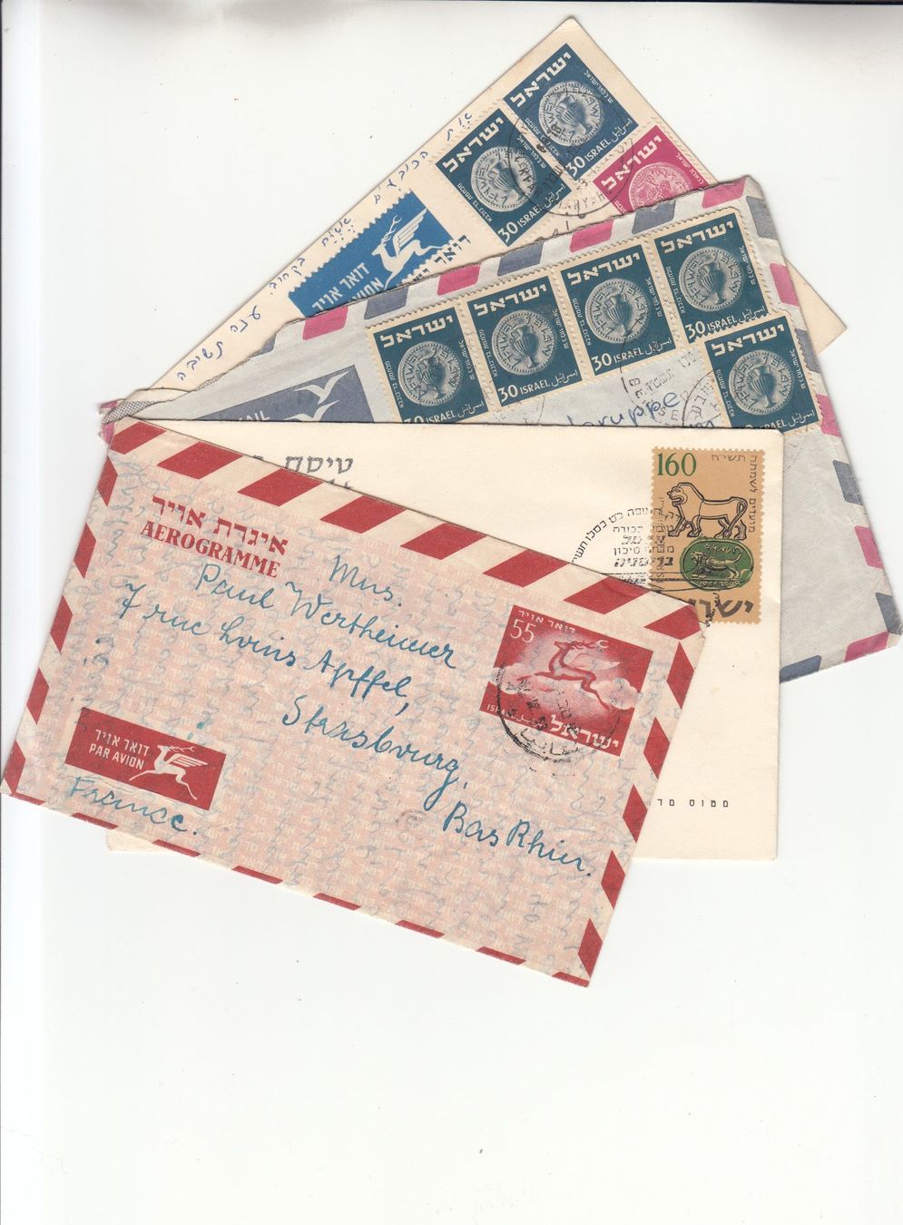 Alle Briefmarken: Israel 50er-Jahre 4 Briefe – Gebraucht aus Bürglen TG von StampGraf