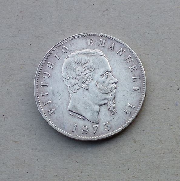 Alle Münzen: Italien ++ 5 Lire 1873 – Gebraucht aus Walkringen von Casablanca777