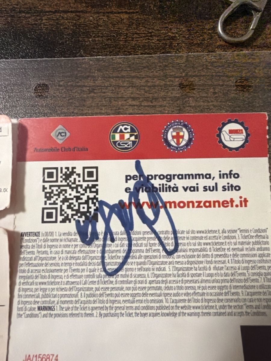 Autografi: Formel 1 Ticket Monza 2011mit Niki Lauda Unterschrift – Usato da Flawil venduto da History03 2