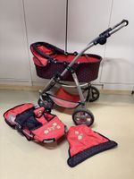 Puppenwagen Chic 2000 rot blau gepunktet guter Zustand