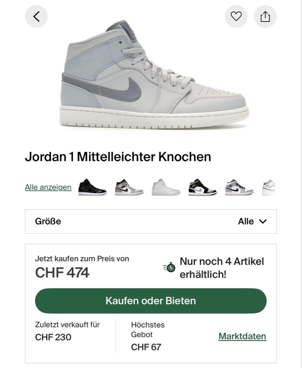 Jordan Scarpe da uomo: Jordan 1 Mid "Bone Grey" - Top Zustand, Grösse 42 – Nuovo (secondo la descrizione) da Gerlafingen venduto da gxs_75nb 4