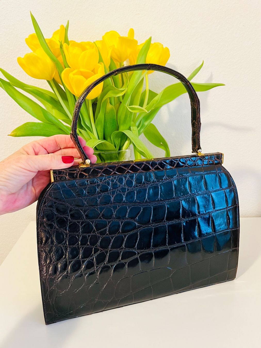 Taschen für Damen: Kroko Leder Handtasche - Top! – Gebraucht aus Rüschlikon von topswissvintage 7
