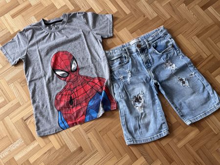 Ensemble garçon Spiderman et short en jean délavé - 6 ans