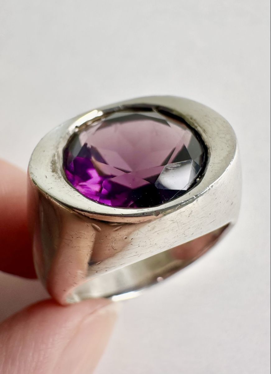 Anelli: Silverstar Statement-Ring mit violettem Stein / Gr. 60 – Usato da Bern venduto da neon317 7