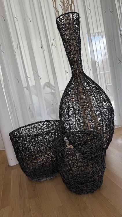 Raten Körbe mit Vase 1