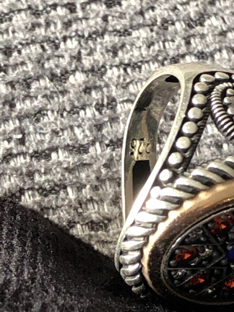 Anelli: Sterling Silber 925 Ring mit Rote blaue echte Steine 61Gr – Nuovo e nell'imballaggio originale da Läufelfingen venduto da Original100 3