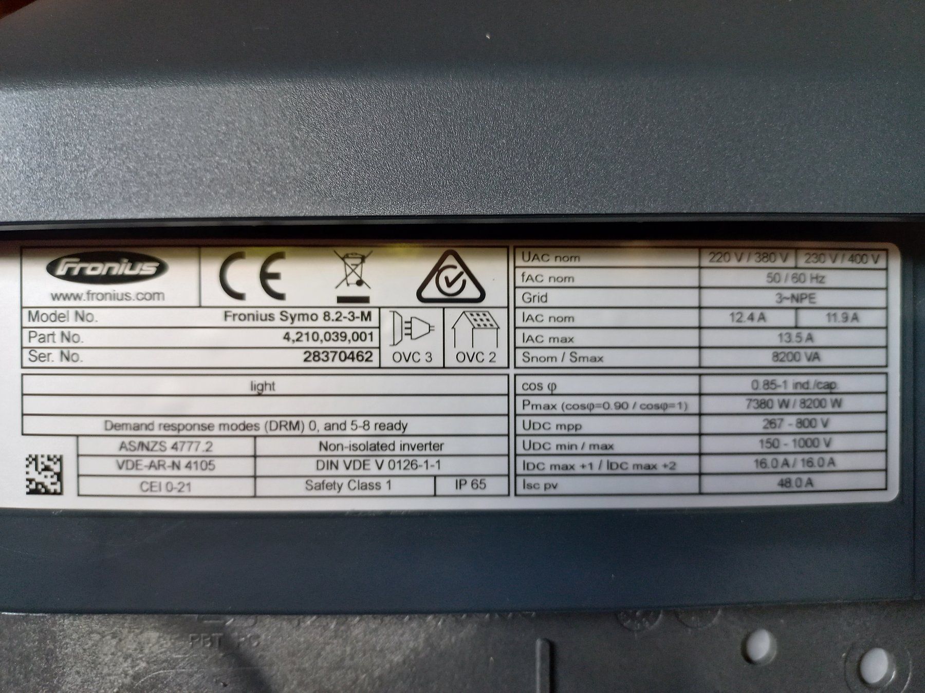 Fronius Wechselrichter: Wechselrichter Fronius Symo 8.2-3-M – Gebraucht aus Aarwangen von ba4912 1