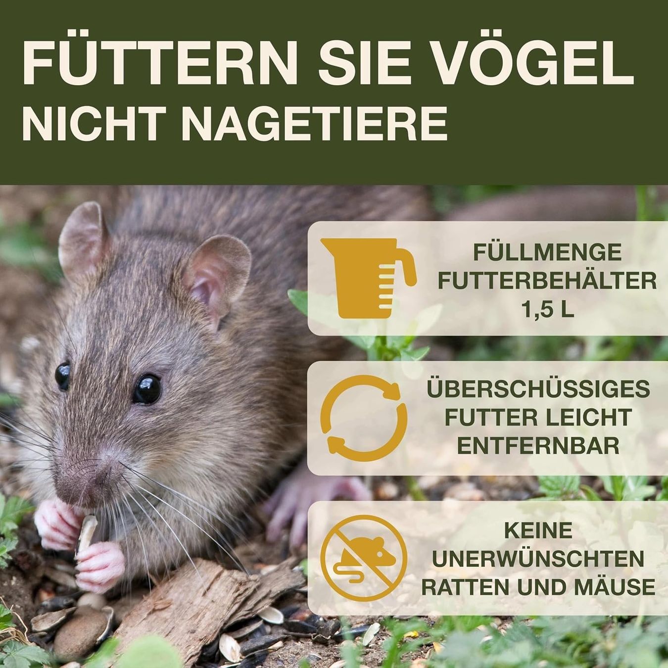 Casette per uccelli: Vogelfutterhaus Hängend Auffangschale Rattensicher Balkon – Nuovo e nell'imballaggio originale da Hallau venduto da Sale50OFF 2