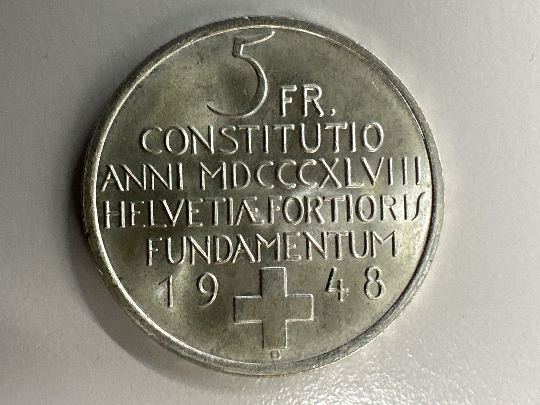 Tutti le monete: 5 Fr. Silber Schweiz Verfassung 1948 – Usato da Herisau venduto da herau 1