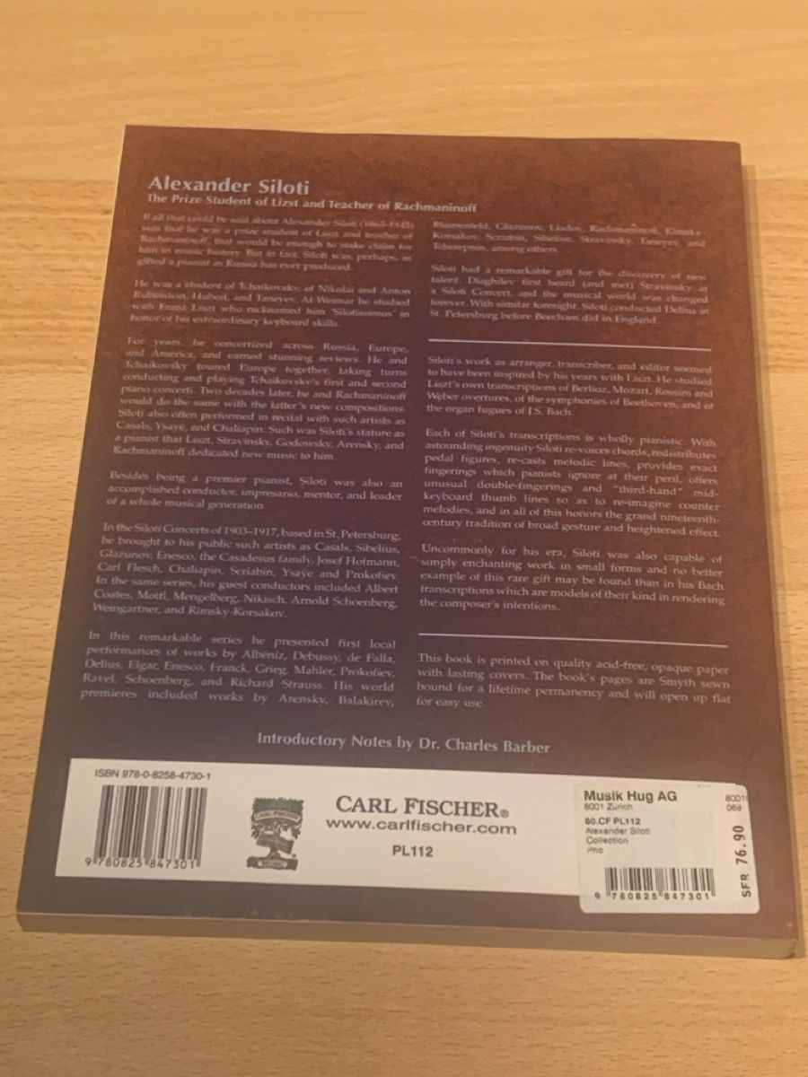Libri: Klaviernoten Alexander Siloti Collection  – Usato da Laufen venduto da Nivo33 2