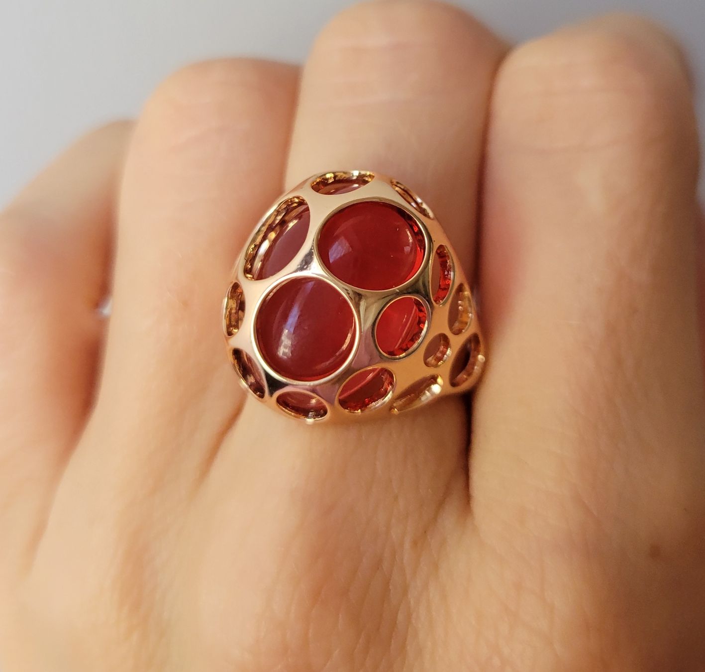 Anelli: Bague Statement — Plaqué Or & Pierre Rouge – Nuovo (secondo la descrizione) da Bernex venduto da Dariafr 6