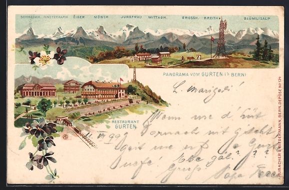 Cartoline postali: Gurten bei Bern, Restaurant Gurten, Pano – Usato da Berlin venduto da bartko-reher