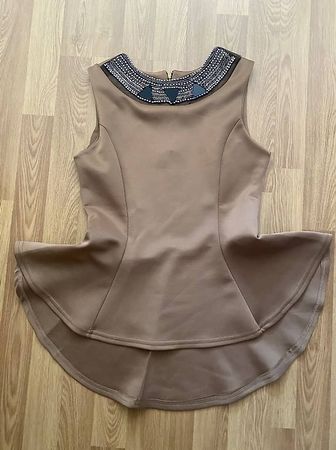 Schösschentop Peplum Top Oberteil Gr. M Braun Wie neu