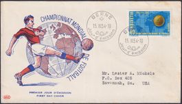 1954, Nr.319 +illustrierter FDC: BERNE, selten +FUSSBALLER