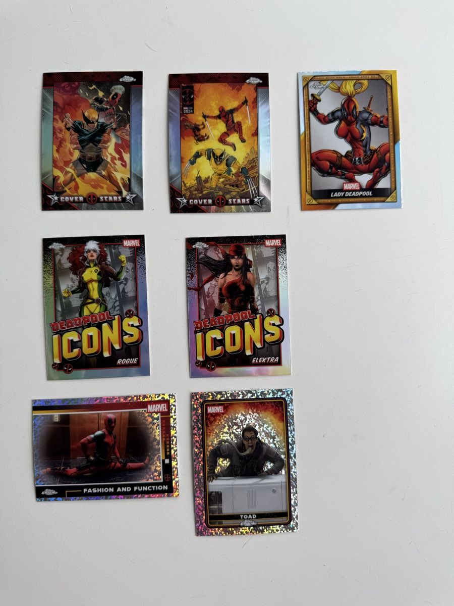 Topps Carte collezionabili: Marvel 2025 Topps Chrome Deadpool – 7er Insert/Refractor Set – Nuovo e nell'imballaggio originale da Wittenbach venduto da dan_jzf2