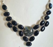 Elegante Silberkette mit Onyx & Labradorit - Ein Highligh...
