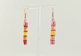 Ohrringe Ohrhänger Glas-Würfel in Gelb Orange und Rot