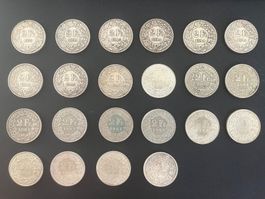 22 x 2 Frankenmünzen div. Jahrgänge 1939-1965