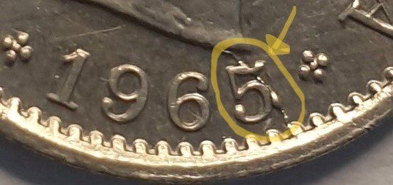 Tutti le monete: VARIANTE 5 CENTIMES 1965 RUPTURE DE COIN – Usato da Sonceboz-Sombeval venduto da Simuncons 2
