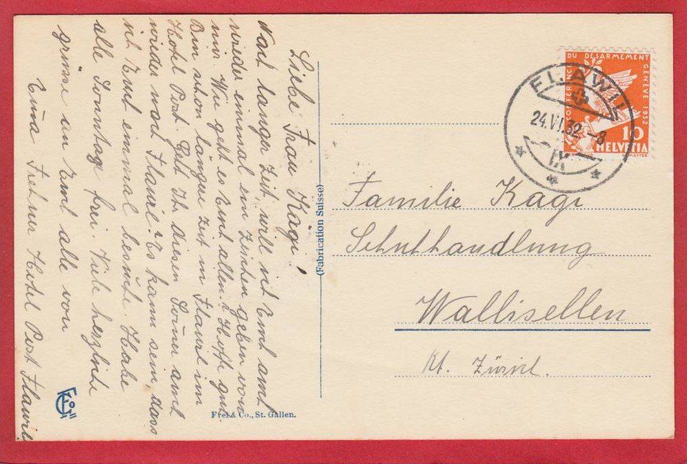 Ansichtskarten: FLAWIL MITTLERE BAHNHOFSTRASSE 1932 – Gebraucht aus Grüningen von Kartenlaube 1