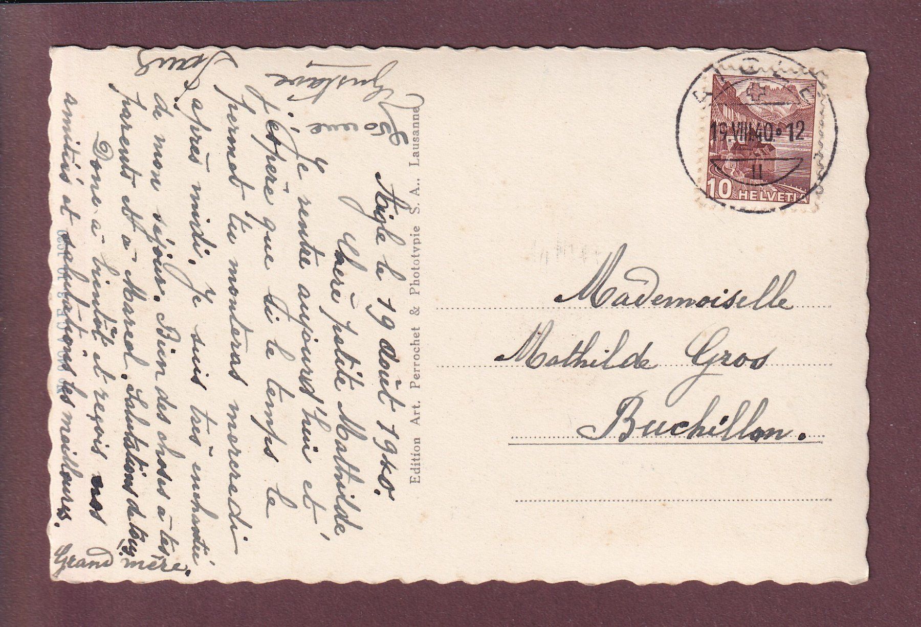Cartoline postali: AIGLE - Château - Vaudoise - Dents du Midi - 1940 – Usato da Pully venduto da nicecards 1