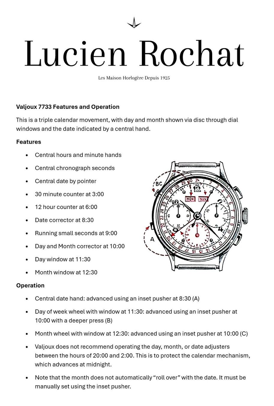 Orologi: Lucien Rochat Chronograph Valjoux 7733 Silber - full set – Usato da Meilen venduto da Anonymous3 7