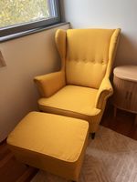 IKEA STRANDMON Sessel mit Hocker – Gelb
