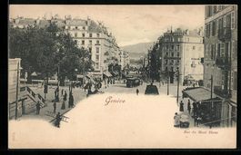 AK Genève, Ortspartie mit Strassenbahn