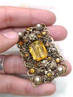 Art Deko Gablonzer XL Brosche mit Schmucksteine um 1930j Top
