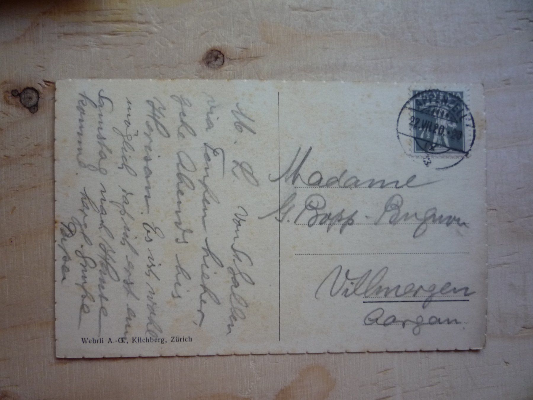 Cartoline postali: Appenzell und der Säntis, 22.VII.20 – Usato da Rieden SG venduto da Brockehuesli 1