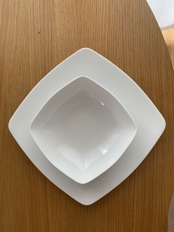 Set Piatti Quadrati In Porcellana - 18 Pezzi Per 6 Persone, Bianco Con Design Elegante, Microonde E Lavastoviglie - Foto 9