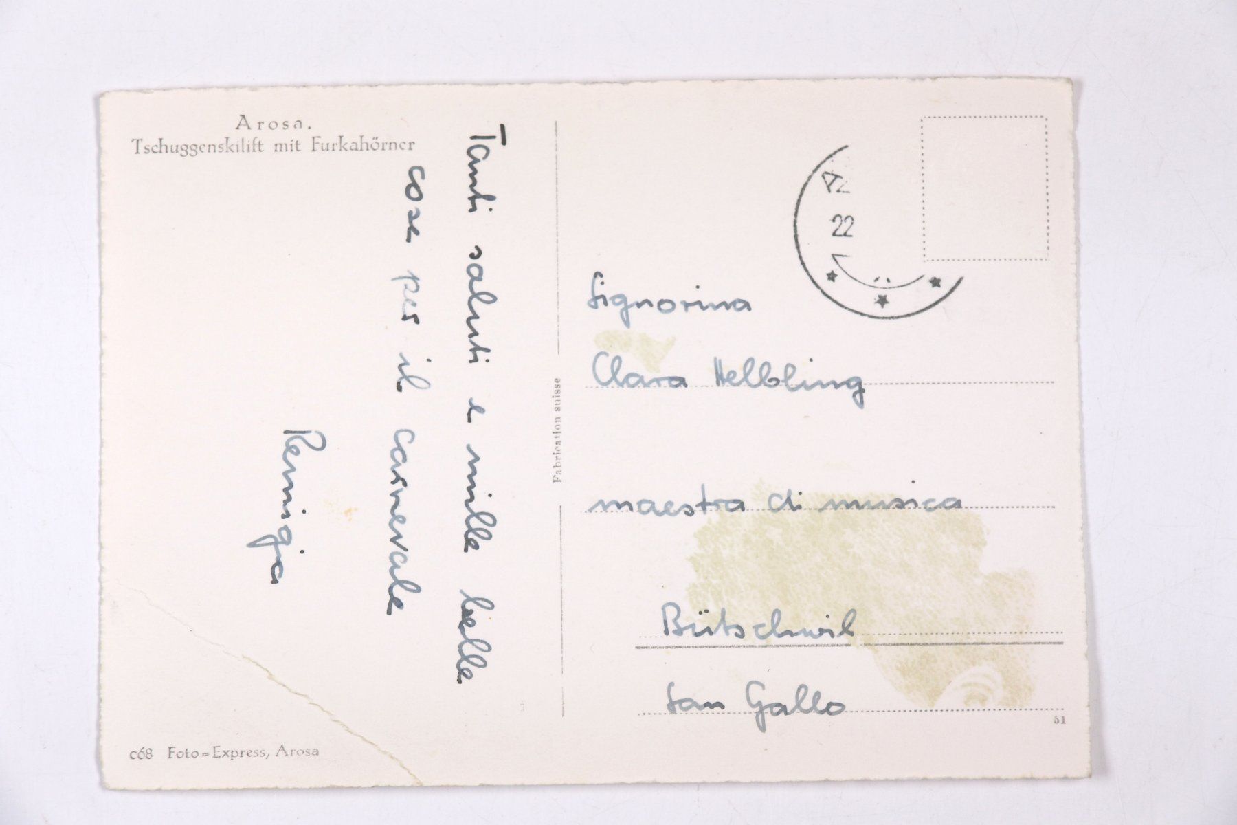 Cartoline postali: Arosa - Tschuggenskilift – Usato da Hettlingen venduto da Scholi99 1