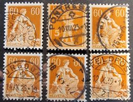 Schweiz SITZENDE HELVETIA SCHWERT 60  Jahrgang 1934 6x