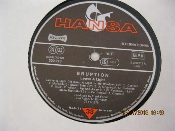 Dischi in vinile: Eruption Leave a Light Vinyl LP – Usato da Affoltern am Albis venduto da Andrezc 5