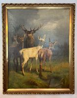 Hirsch und Rudel Öl auf Leinwand