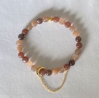 Edelstein Armband pfirsich-brauner Mondstein Silber auf Mass