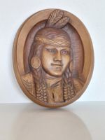 Holzschnitzerei Indianerin Canada 26cm Relief