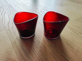 2x Teelichter im Glas, Rot, gebraucht