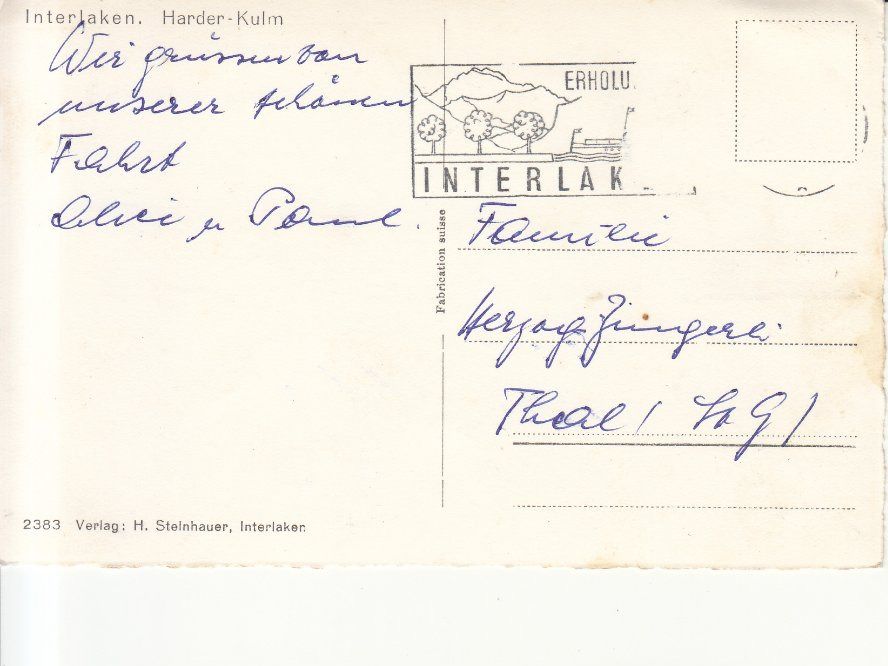 Cartoline postali: Interlaken ca. 1950 – Usato da Bürglen TG venduto da StampGraf 1