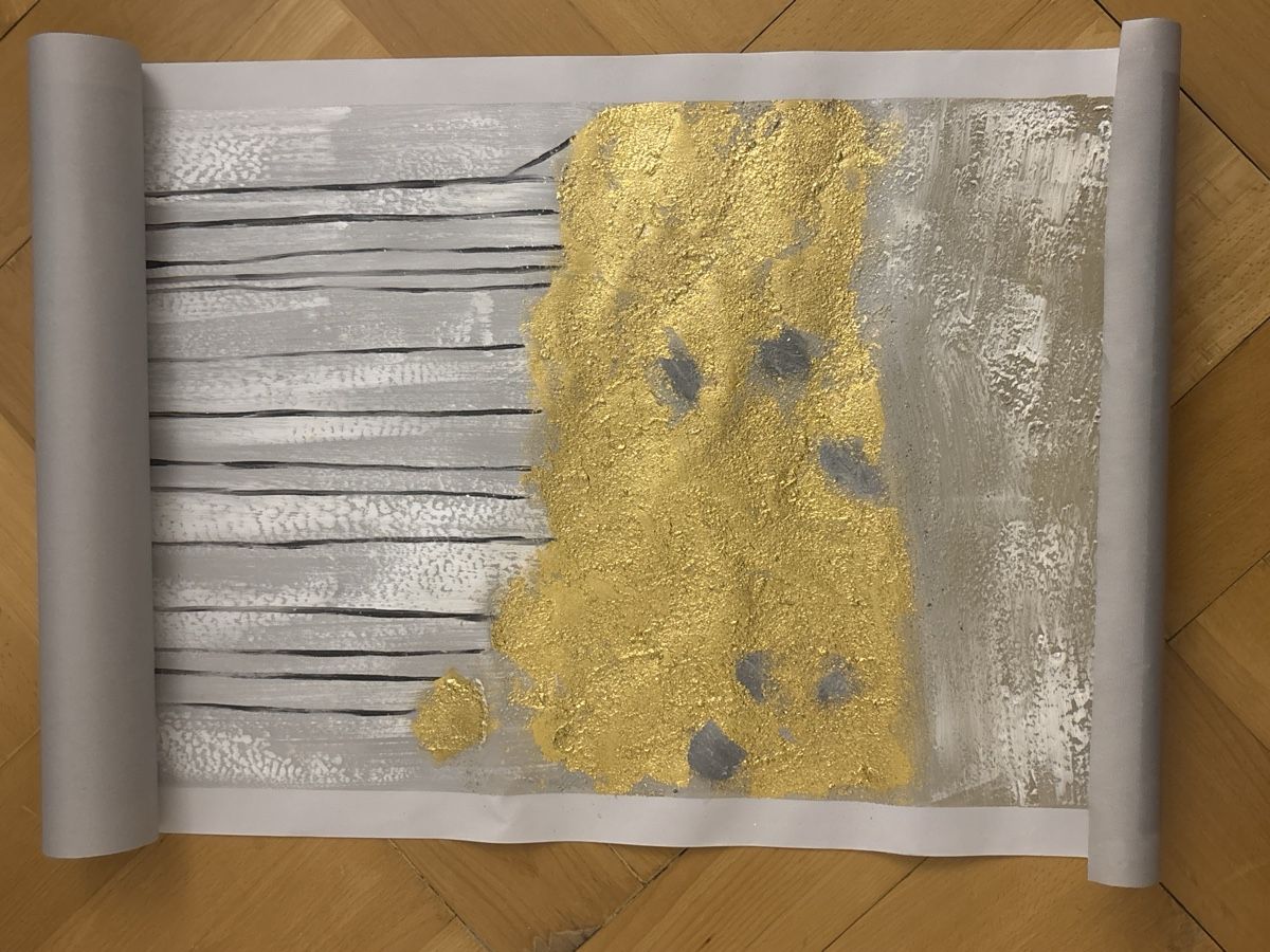 Tutte le decorazioni: Abstract Artwork Gold Grey White Horizontal Lines – Nuovo (secondo la descrizione) da Bern venduto da kayali21