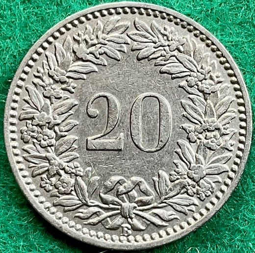 Alle Münzen: Pièce de 20 ct suisse 1920 – Gebraucht aus Plan-les-Ouates von gab_cgf6 1