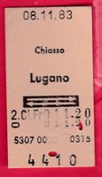 KARTON BILLETT, CHIASSO - LUGANO, 2.KLASSE, RETOUR