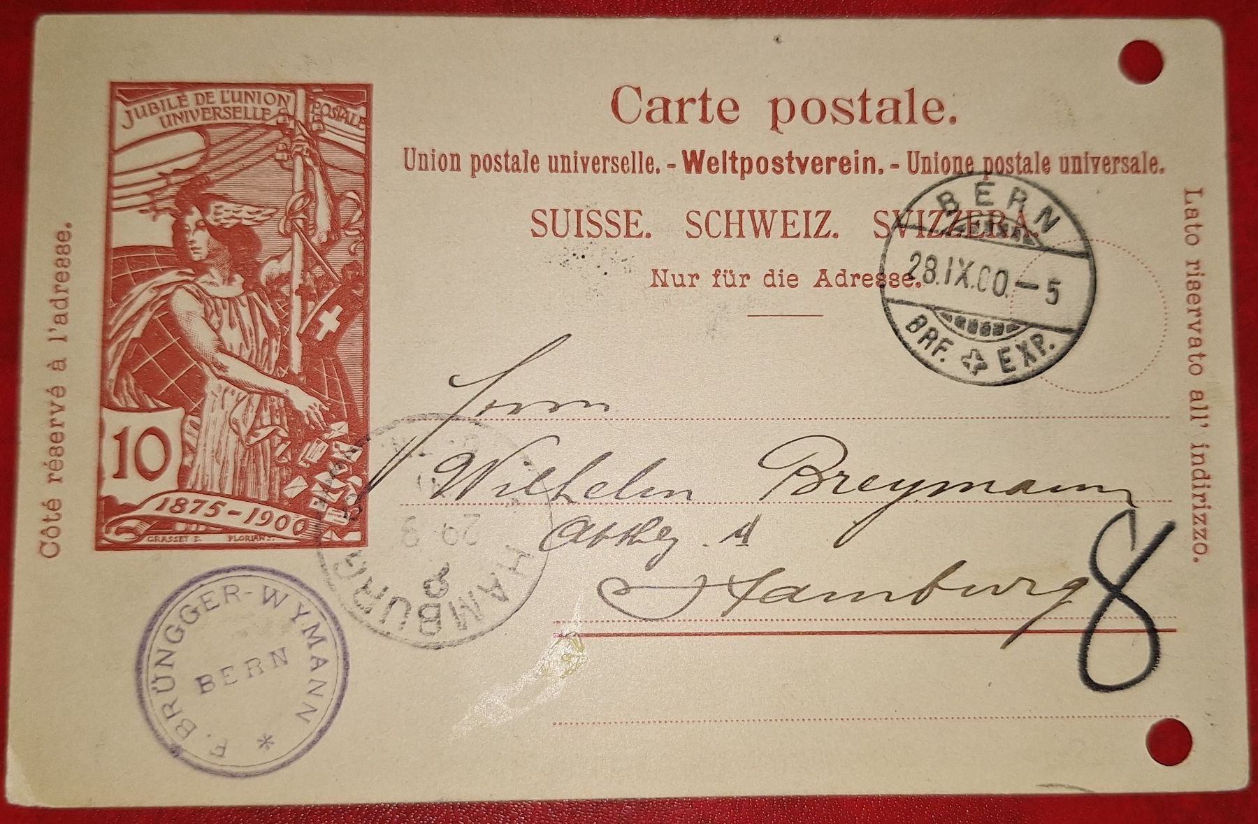 Tutti i francobolli: UPU Ganzsache Bern Wymann – Usato da Balgach venduto da SIMEON27
