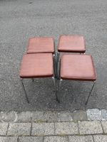 4x Hocker braun Metallgestell Sitzbank Hocker