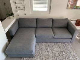 3er Sofa / Couch VIMLE mit Récamiere grau