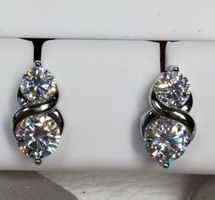 Boucles d'oreille argent diamants de moissanite de 1,2 ct