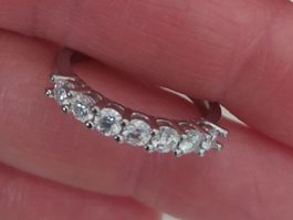 Ring Silber mit Moissanit Diamant-Ersatz, Gr. 54.5 (Neu)