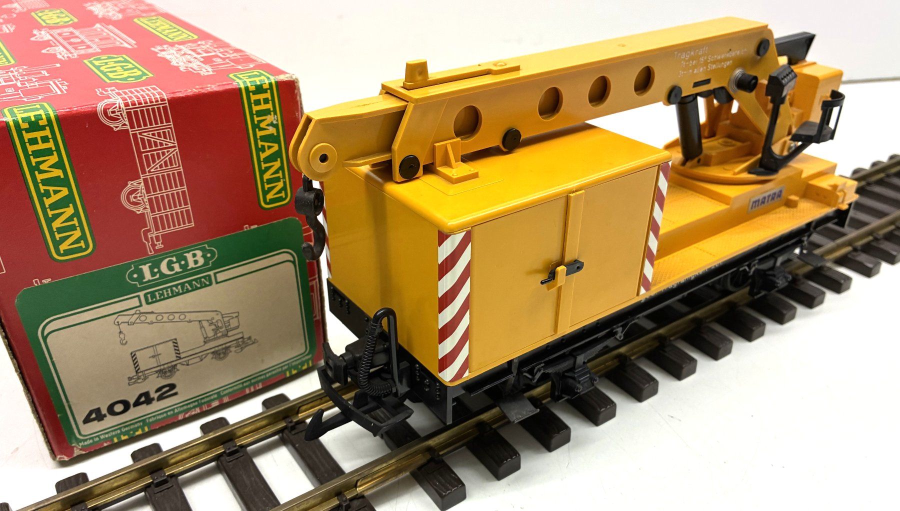 LGB Modelleisenbahnen: LGB 4042= Kranwagen Matra Diesel - gelb – Gebraucht aus Thun von retoolinoo
