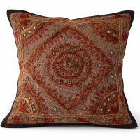 Kissenhülle 40x40cm Indien Kissen Baumwolle Schwarz-Braun