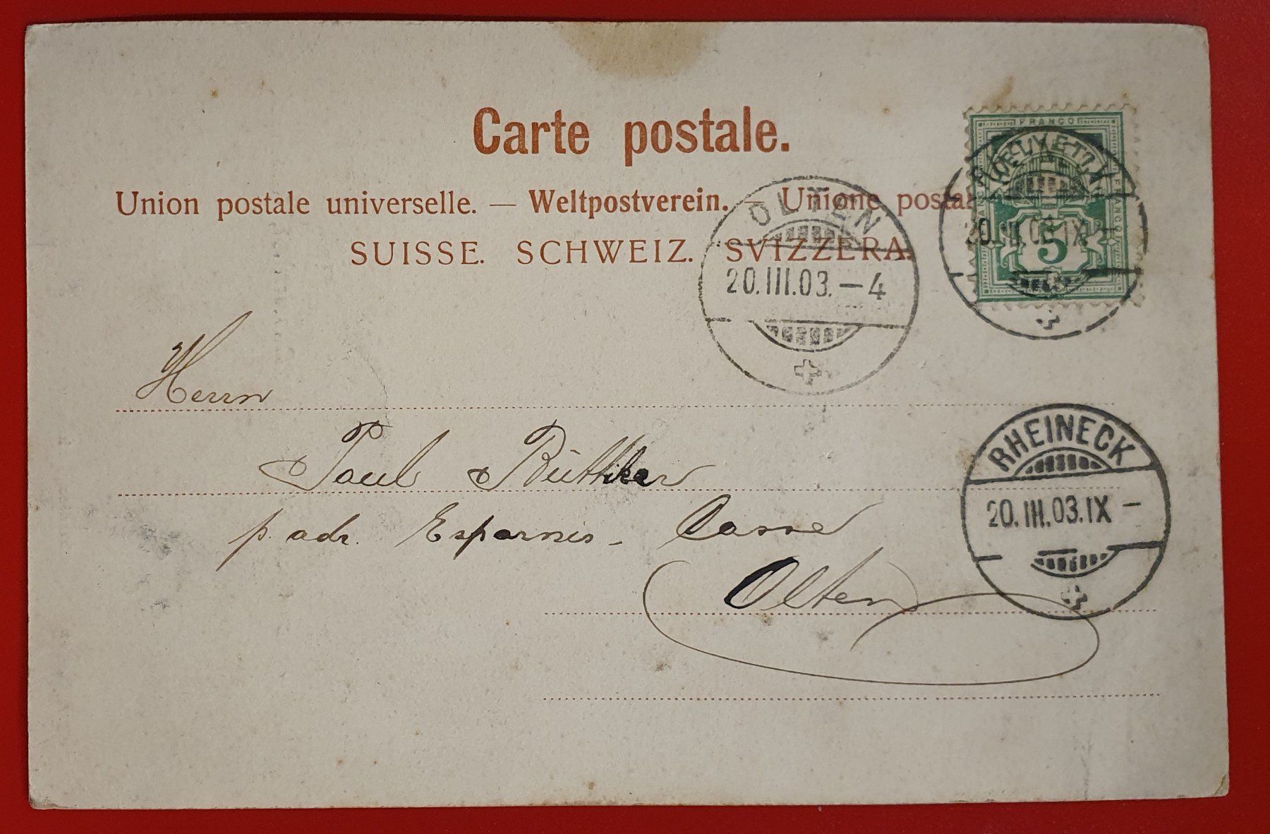 Cartoline postali: Rheineck - Custernhof 1903 – Usato da Kreuzlingen venduto da Rschweiz1 1